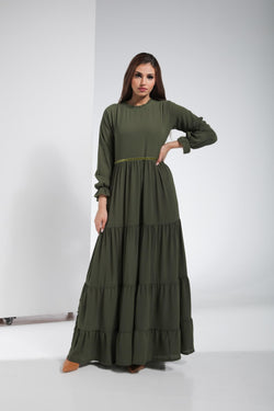 Bubble Crepe Dress - Ladies -  Olive Color | LL003