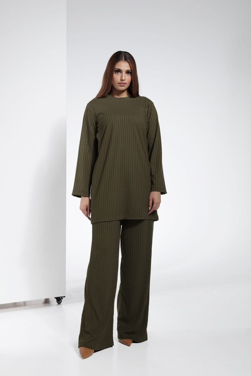 Two Piece Pant Set - Military Green | LL036B