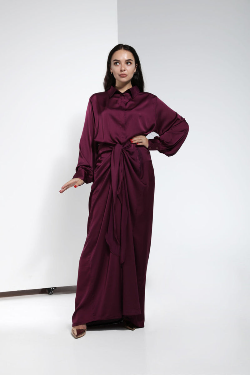 Fabric Arman Satin Dress - Purple | LL056