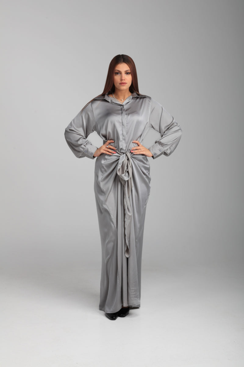 Fabric Armani Satin Dress - Grey | LL056