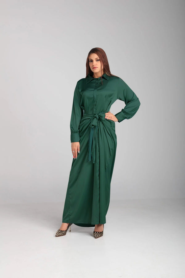 Fabric Arman Satin Dress - Green | LL056